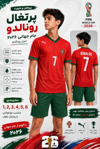 تیشرت شورت فوتبال پرتغال (رونالدو)